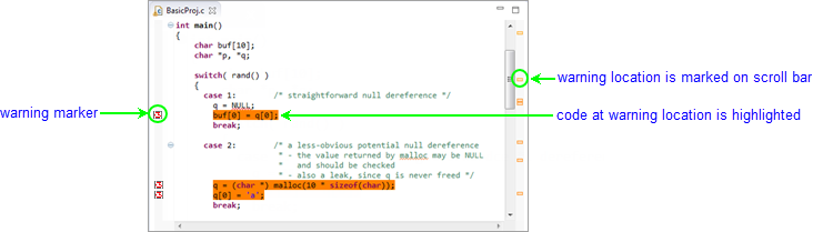 annotated screenshot fragment: file listing showing warning markers