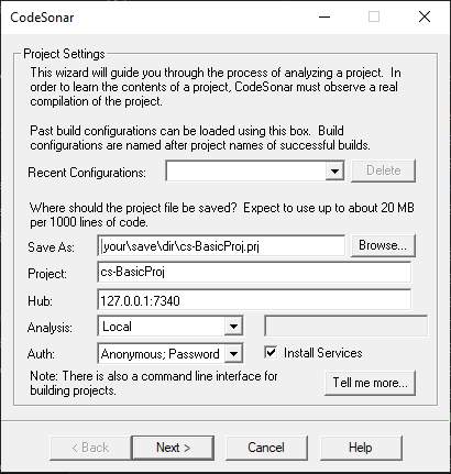 Windows build wizard, screen 1
