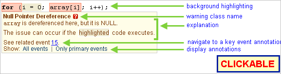 annotated screenshot fragment: warning description box