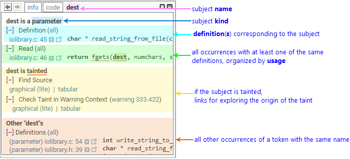 info tab of the information window