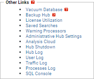 screenshot fragment: Settings: other links tab 