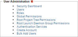 screenshot fragment: Settings: User Administration tab 