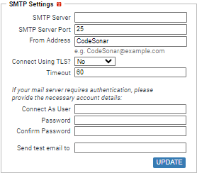 screenshot fragment: SMTP Settings tab