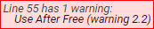 Screenshot: other warning annotation in a warning report