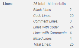 Screenshot: expanded Lines section