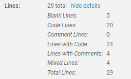 Screenshot: expanded Lines section