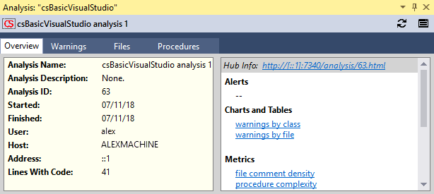 analysis report view