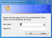 Screenshot: Services Authentication Dialog
